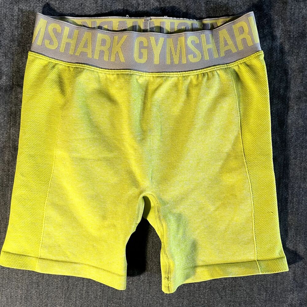 Gymshark Flex Shorts Women’s Size M Lime Marl/Light Grey Seamless Mid Rise 5"